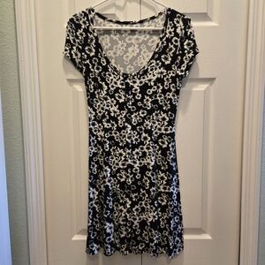Floral Black and White Women's Dress
